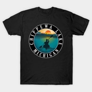 Chippewa Lake Kayaking Michigan Sunset T-Shirt